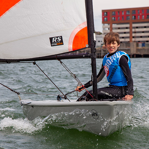 Mid shot of children enjoying sailing