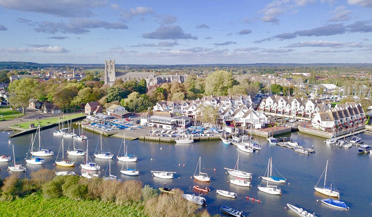 geographical shot of Christchurch sailing club