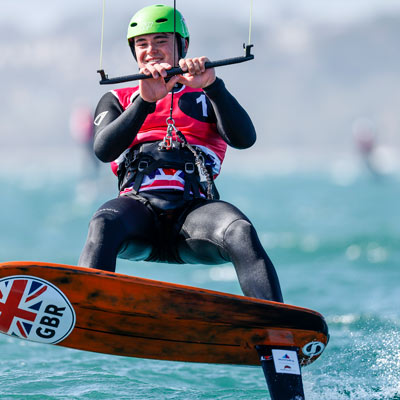 closeup of smiling kite surfer