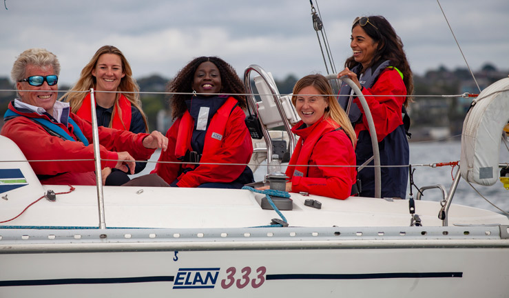 Wideshot of club members enjoying a day on the water