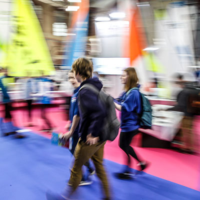 people walking around the dinghy show