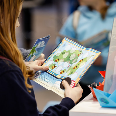 close up of a child participating in the the treasure hunt